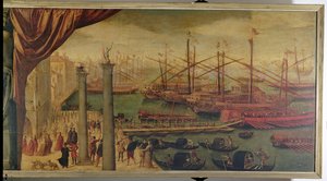Reclutamiento de tropas venecianas en el Molo, c.1562 de Giovanni Battista Moroni